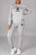 Grey Fashion Casual Print Letter O Neck Long Sleeve Two Pieces