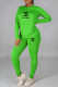 Green Fashion Casual Print Letter O Neck Long Sleeve Two Pieces
