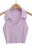 Purple Sexy Casual Solid Basic V Neck Tops