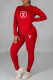 Red Fashion Casual Print Letter O Neck Long Sleeve Two Pieces