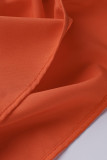 Orange Sexy Casual Solid Backless Spaghetti Strap Loose Sling Dress