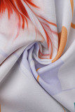 Rice White Fashion Sexy Off The Shoulder Sleeveless V Neck Sling Dress Print Dresses