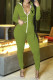 Green Fashion Casual Print Letter O Neck Jumpsuits