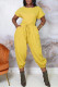 Yellow Fashion Casual Solid Backless O Neck Short Sleeve Two Pieces