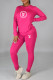 Rose Red Fashion Casual Print Letter O Neck Long Sleeve Two Pieces