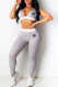 Grey Fashion Sportswear Print Letter V Neck Sleeveless Two Pieces