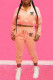 Pink Fashion Casual Print Letter O Neck Long Sleeve Two Pieces