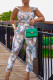 Blue Casual Print Patchwork Flounce Asymmetrical Sleeveless Two Pieces
