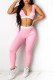 Pink Fashion Sportswear Print Letter V Neck Sleeveless Two Pieces