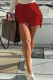 Orange Red Sexy Solid Tassel Skinny Mid Waist Straight Solid Color Bottoms
