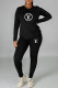 Black Fashion Casual Print Letter O Neck Long Sleeve Two Pieces