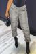 Grey Casual Street Solid Patchwork Fold Regular Mid Waist Pencil Solid Color Bottoms