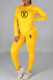 Yellow Fashion Casual Print Letter O Neck Long Sleeve Two Pieces
