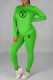 Green Fashion Casual Print Letter O Neck Long Sleeve Two Pieces