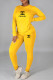 Yellow Fashion Casual Print Letter O Neck Long Sleeve Two Pieces