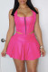Rose Red Sexy Casual Solid Patchwork U Neck Sleeveless Two Pieces