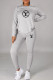 Grey Fashion Casual Print Letter O Neck Long Sleeve Two Pieces
