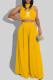 Yellow Fashion Casual Print Letter O Neck Sleeveless Two Pieces