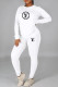 White Fashion Casual Print Letter O Neck Long Sleeve Two Pieces