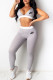 Grey Fashion Sportswear Print Letter V Neck Sleeveless Two Pieces