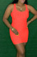 Red Sexy Solid Patchwork U Neck Pencil Skirt Dresses