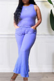 Red Fashion Casual Solid Vests Pants O Neck Sleeveless Two Pieces