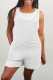 White Fashion Casual Solid Basic O Neck Regular Romper (Without Vest)
