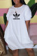 White Fashion Casual Print Letter O Neck Lantern Skirt Dresses