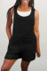 Black Fashion Casual Solid Basic O Neck Regular Romper (Without Vest)
