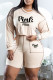 Apricot Fashion Casual Letter Print Patchwork O Neck Long Sleeve Two Pieces