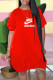 Tangerine Red Fashion Casual Print Letter O Neck Lantern Skirt Dresses