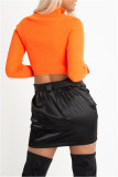 Rose Red Fashion Casual Solid Patchwork Zipper Collar Tops