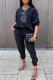 Black Fashion Casual Print Letter O Neck Long Sleeve Two Pieces