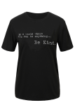 White Fashion Casual Print Patchwork Letter O Neck T-Shirts