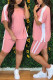 Pink Casual Sportswear Solid Patchwork O Neck Short Sleeve Two Pieces