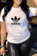White Fashion Casual Print Patchwork O Neck T-Shirts