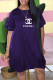 Purple Fashion Casual Print Letter O Neck Lantern Skirt Dresses