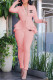 Pink Fashion Work Solid Letter Turndown Collar Long Sleeve Two Pieces