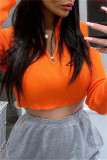Rose Red Fashion Casual Solid Patchwork Zipper Collar Tops