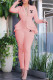 Pink Fashion Work Solid Letter Turndown Collar Long Sleeve Two Pieces