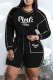 Black Fashion Casual Letter Print Patchwork O Neck Long Sleeve Two Pieces