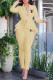 Khaki Fashion Work Solid Letter Turndown Collar Long Sleeve Two Pieces