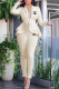 White Fashion Work Solid Letter Turndown Collar Long Sleeve Two Pieces