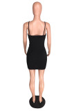 Red Fashion Sexy Embroidery Backless V Neck Sling Dress
