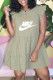 Light Green Fashion Sweet Print Letter O Neck Lantern Skirt Dresses