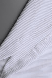 White Fashion Casual Solid Basic V Neck Long Sleeve Dresses