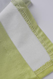 Green Fashion Casual Gradual Change Print Slit V Neck Half Sleeve Two Pieces
