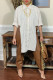 Beige Fashion Casual Striped Asymmetrical Turndown Collar Tops