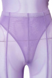 Red Sexy Solid Patchwork See-through O Neck Short Sleeve Two Pieces
