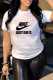 White Street Daily Print Letter O Neck T-Shirts